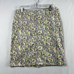 J Jill Skirt Womens size 8 Straight Live in Chino Floral Cotton Stretch Casual